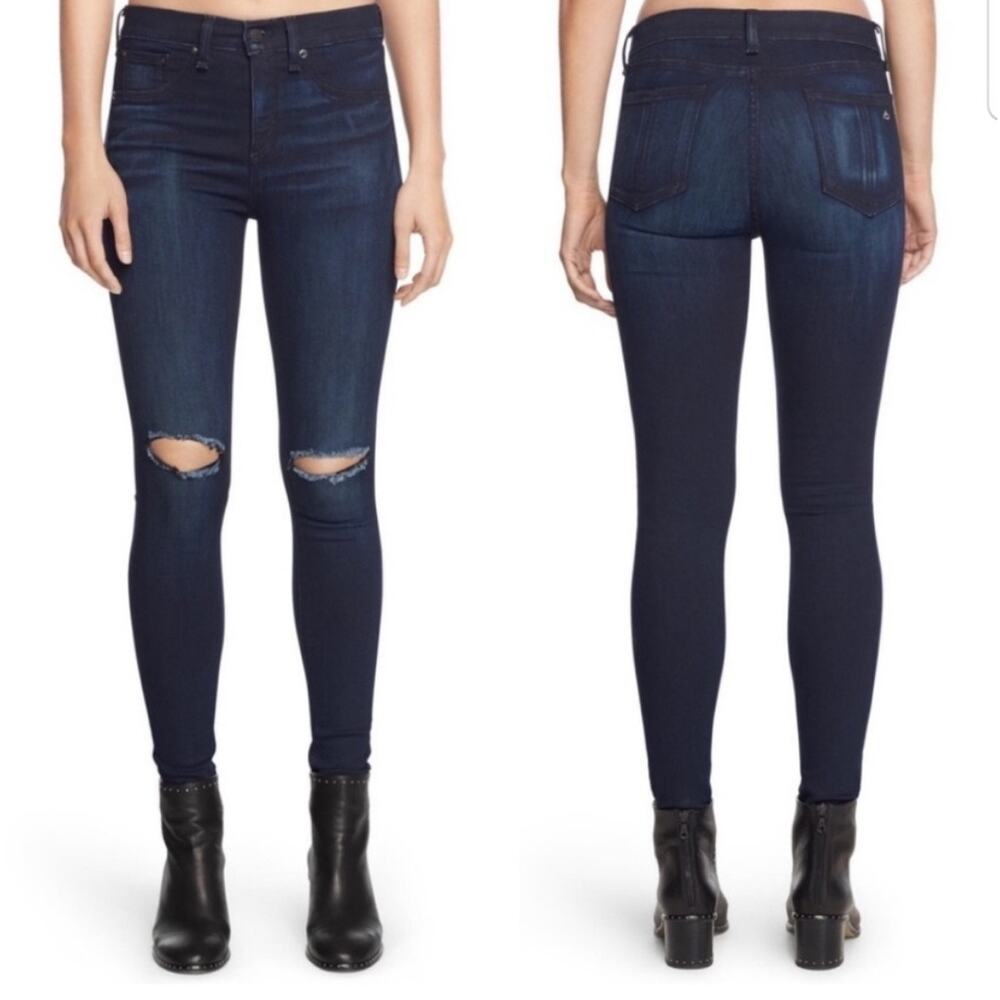 💥 5 for $25 Sale Rag & Bone Ripped Skinny Jeans Size 26 Distressed Busted Knee